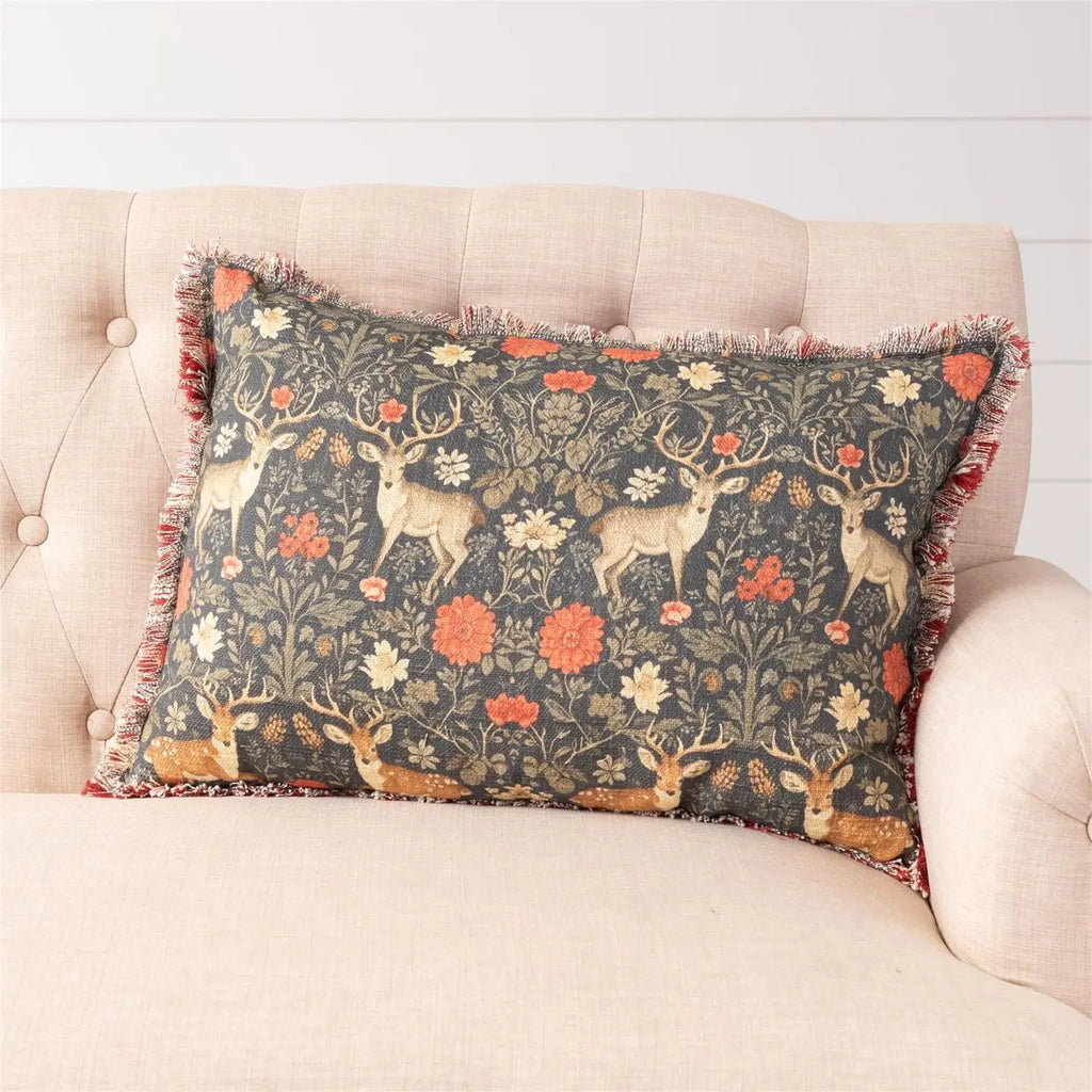 Woodland Deer Tapestry Lumbar Pillow – Set of 2