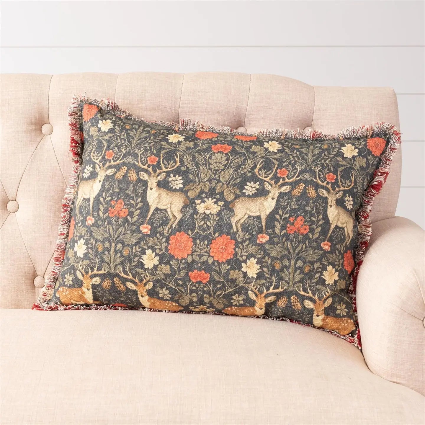 Woodland Deer Tapestry Lumbar Pillow – Set of 2