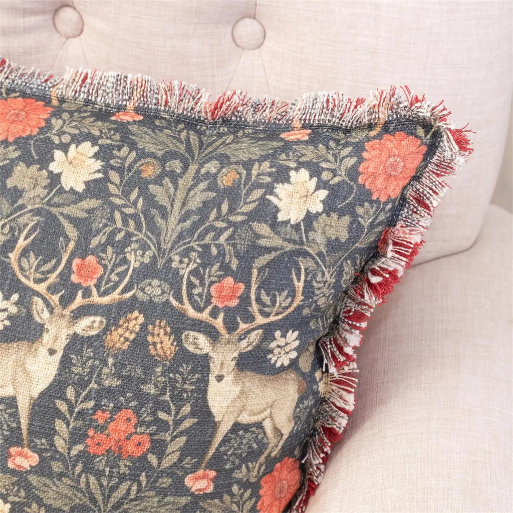 Woodland Deer Tapestry Lumbar Pillow – Set of 2