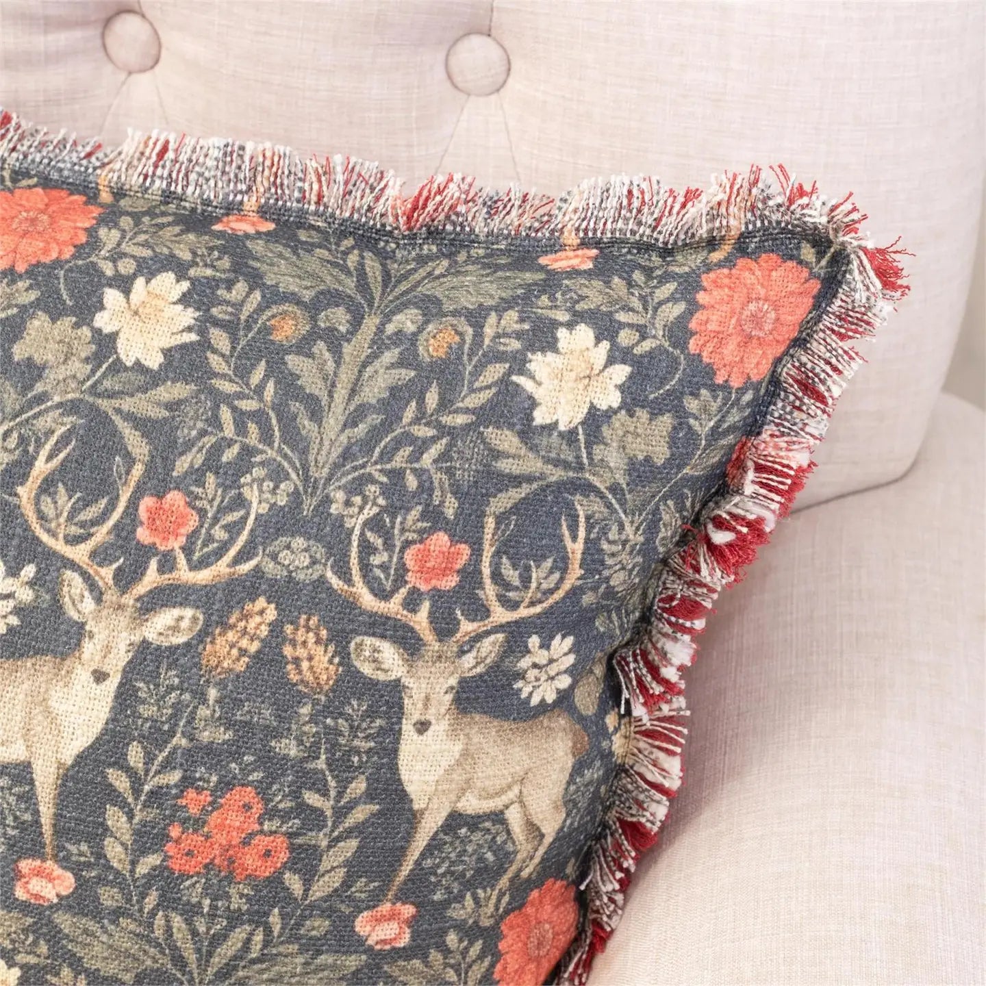 Woodland Deer Tapestry Lumbar Pillow – Set of 2