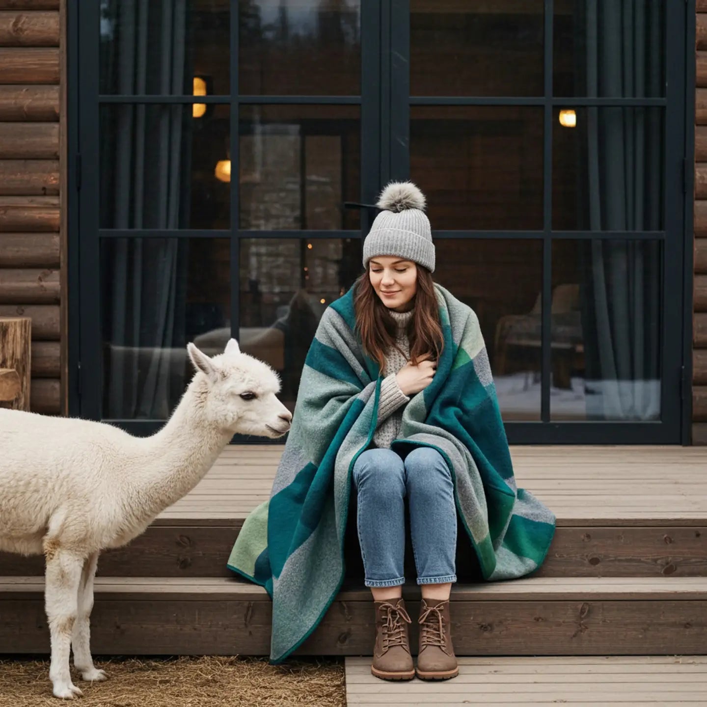 Alpine Alpaca Throw Blanket – Handcrafted, Earthy Mountain Tones