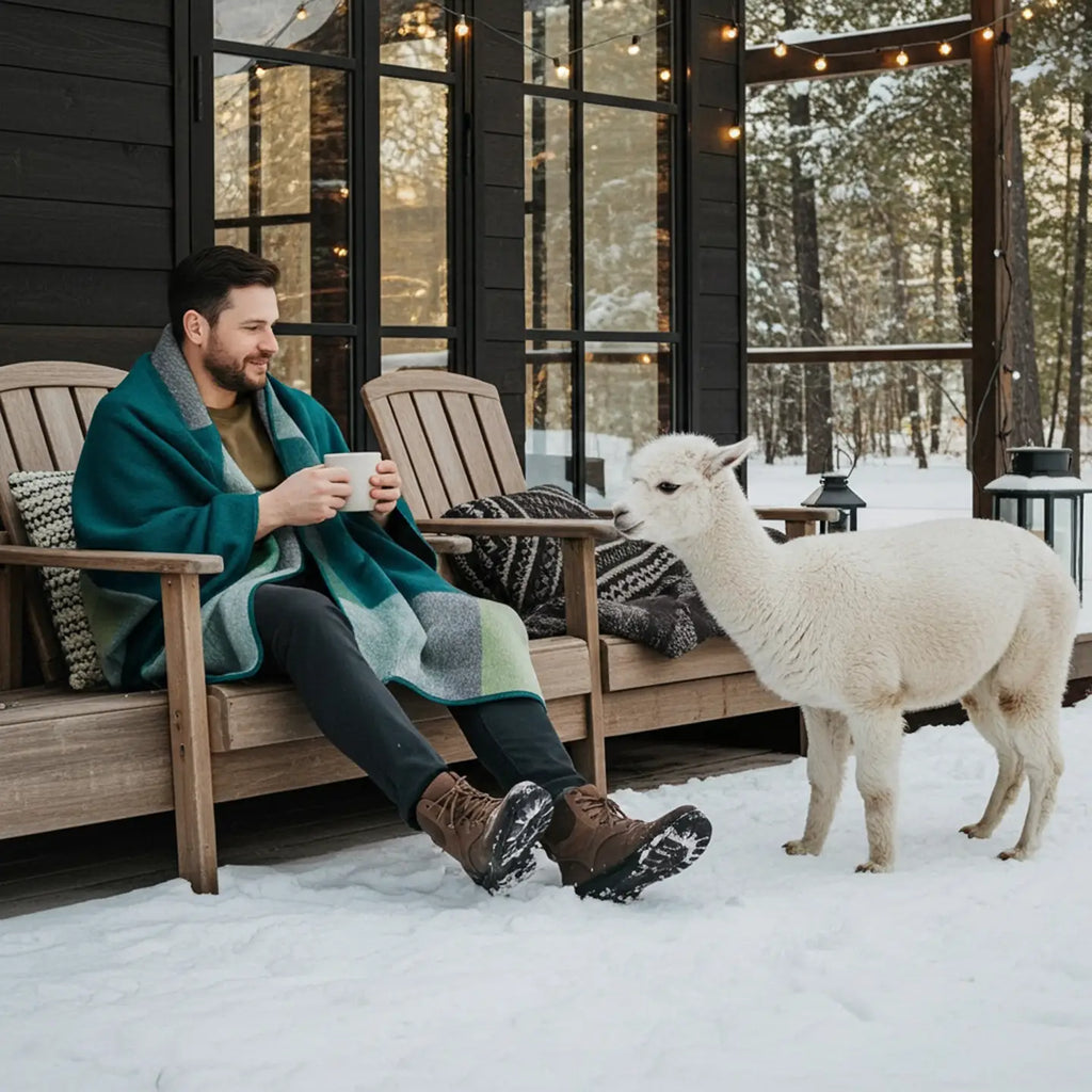 Alpine Alpaca Throw Blanket – Handcrafted, Earthy Mountain Tones