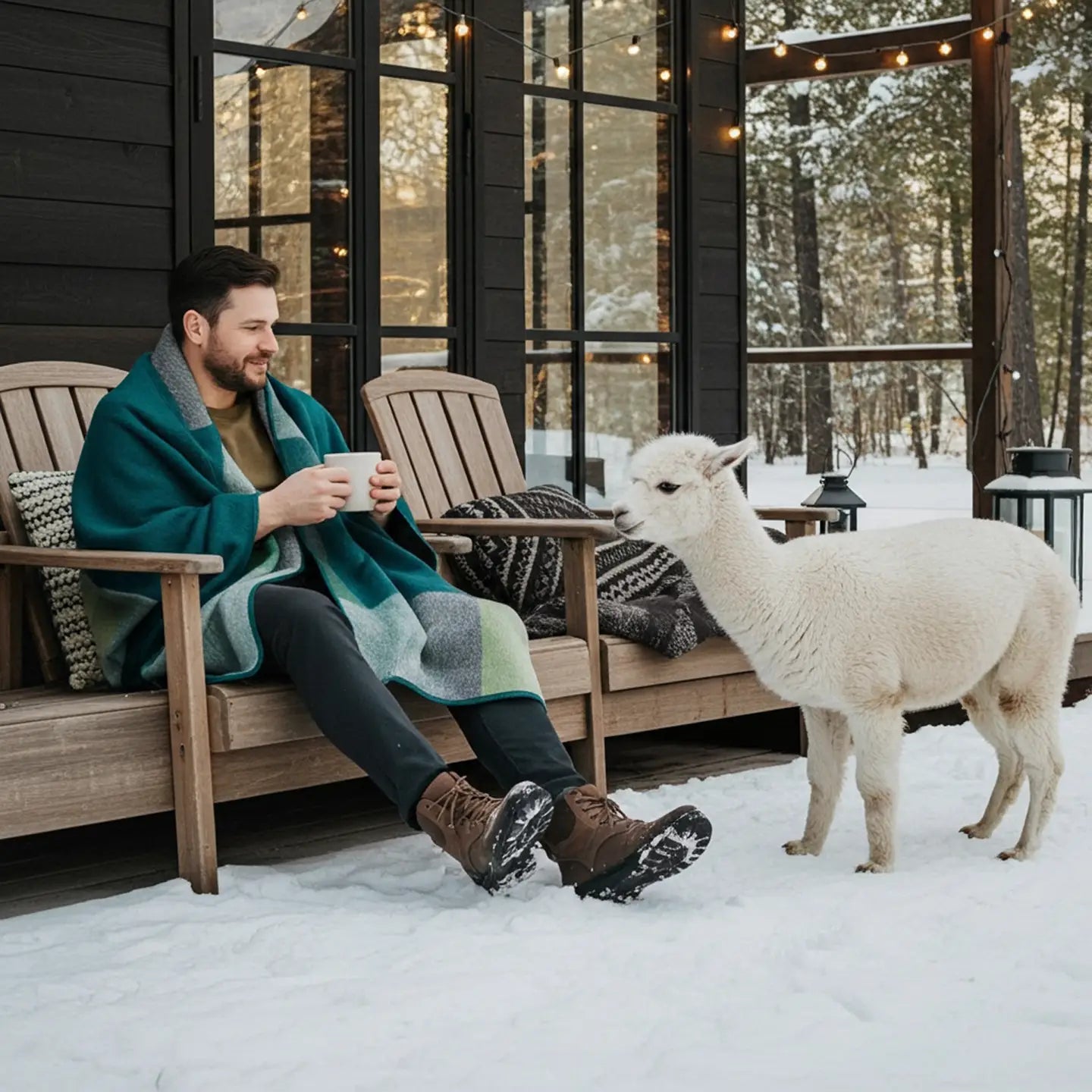 Alpine Alpaca Throw Blanket – Handcrafted, Earthy Mountain Tones